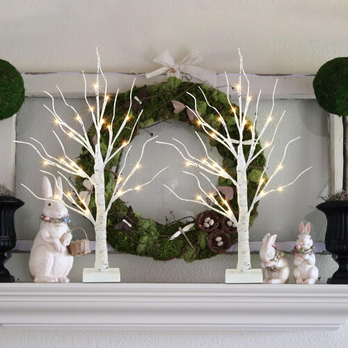 Birch Twig Christmas Tree with Lights Set 2