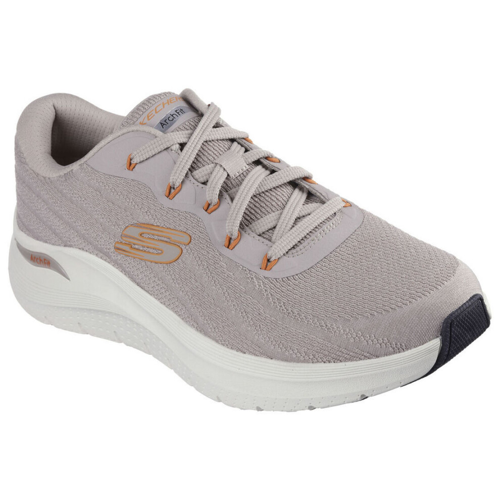 (6 UK Wide, Taupe/Orange) Skechers Mens 2.0 Road Wave Arch Fit Wide Trainers