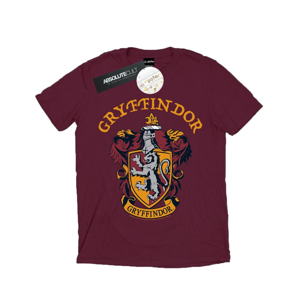 (XXL, Burgundy) Harry Potter Womens/Ladies Gryffindor Crest Cotton Boyfriend T-Shirt