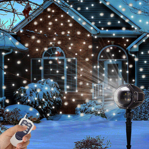 LED Projector Light Snow Falling Lights Rotatable Waterproof Outdoor Indoor Snowflake Decorations 1