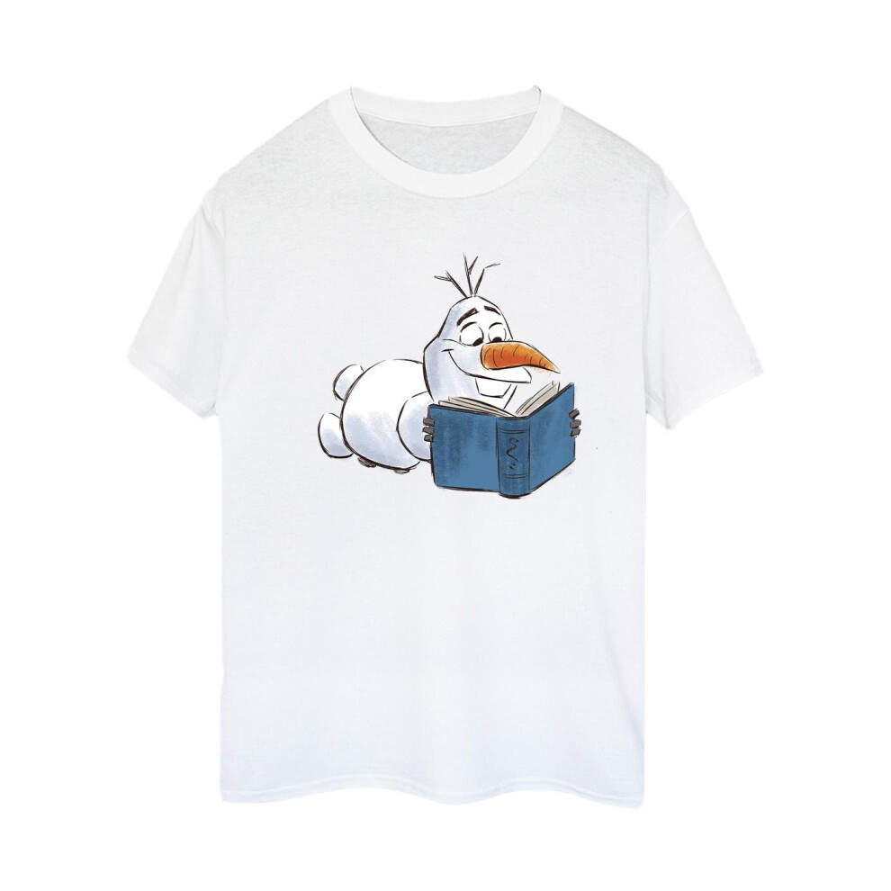 Frozen Olaf Reading Cotton Boyfriend T-Shirt