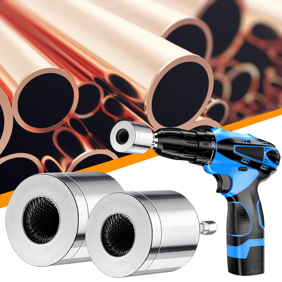 (15mm+22mm) Copper Pipe Cleaner | 15+22mm Drill Tube Cleaning Brush | Full-Metal Copper Pipe Tube Cleaning Brushes | Efficient Copper Pipe Cleaner