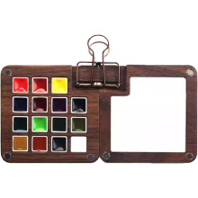 PocketArtist Travel Set,Pocket Artist Watercolor Travel Set,Watercolor Travel Set, Mini Portable Wooden Grid Paint Box Palette Set