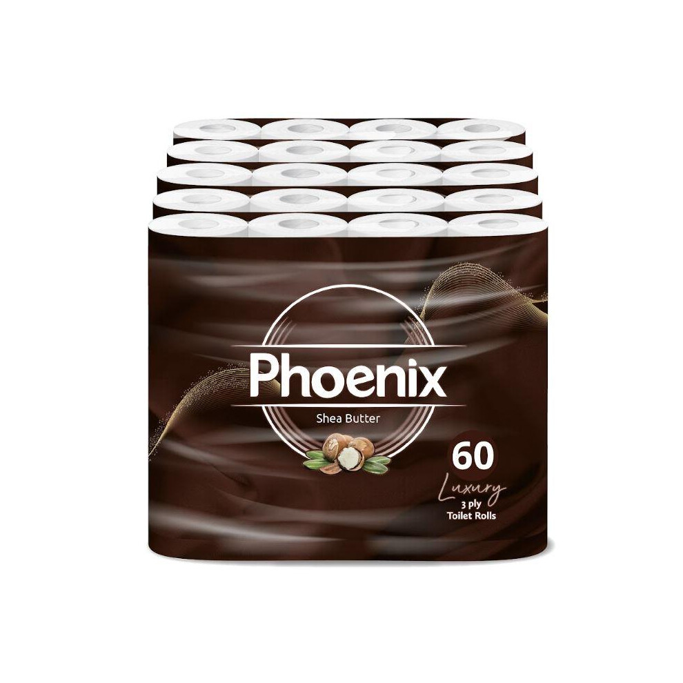 Phoenix 60 Roll Bulk Buy - Quilted 3 Ply Shea Butter Fragranced Toilet Rolls