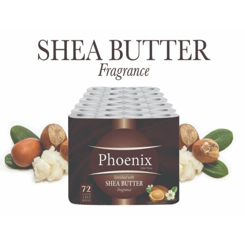 Phoenix 72 Toilet Rolls Shea Butter Fragranced 3 ply 2
