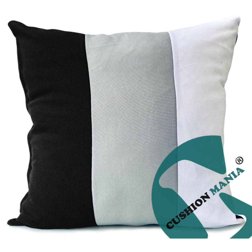 Large Set Of 4 FILLED Cushions Black Grey White 21"x21