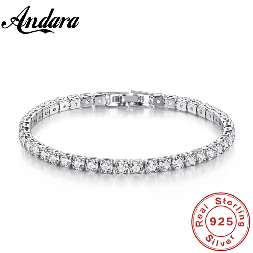 925 Sterling Silver Bracelet  Zircon Chain Bracelet For Womens