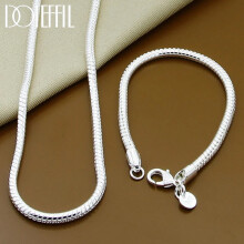 (70cm and 20cm) 925 Sterling Silver Snake Chain Bracelet Necklace Sets For Women Man
