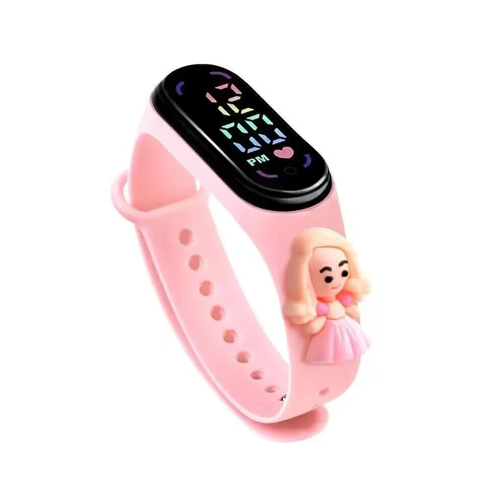 (Pink) Cute Child Princess Bracelet Doll Electronic Kids Watch