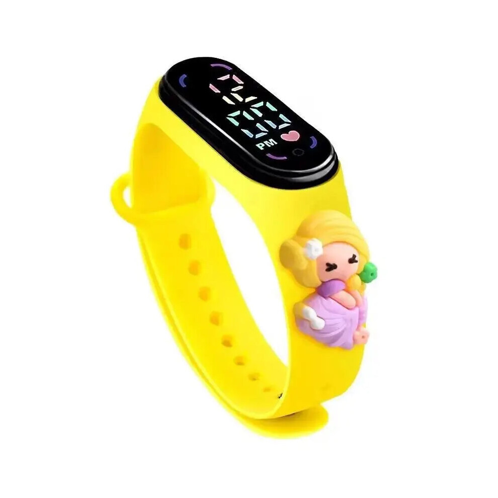 (Yellow) Cute Child Princess Bracelet Doll Electronic Kids Watch