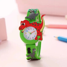 (Green) Kids 3D Dinosaur Silicone Quartz Watch