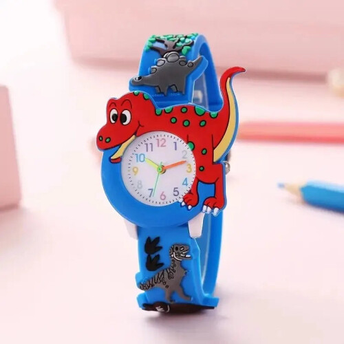Police (Blue) Kids 3D Dinosaur Silicone Quartz Watch