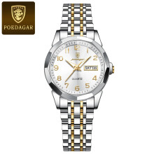 (Gold White) Luxury Ladies Wristwatch Waterproof Luminous Date Womens Quartz Watch