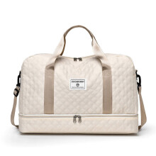 (Beige) Gym Large Large Capacity Checkered Diamond Travel Casual Fashionable Handbag
