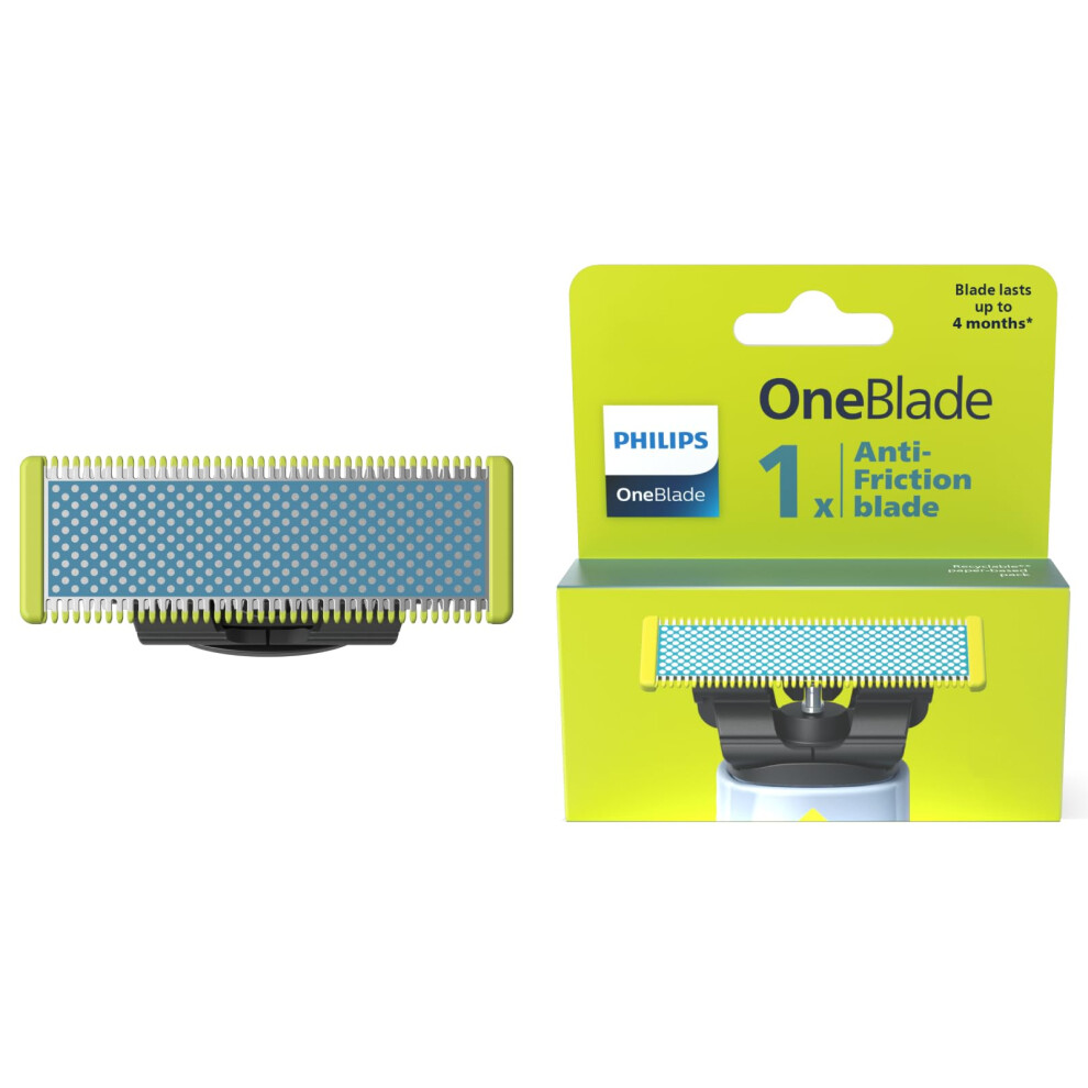 OneBlade Authentic Anti-Friction Replacement Blade for OneBlade Hybrid Electric Shaver and Trimmer. Trim, Edge and Shave with Durable Stainless Steel,