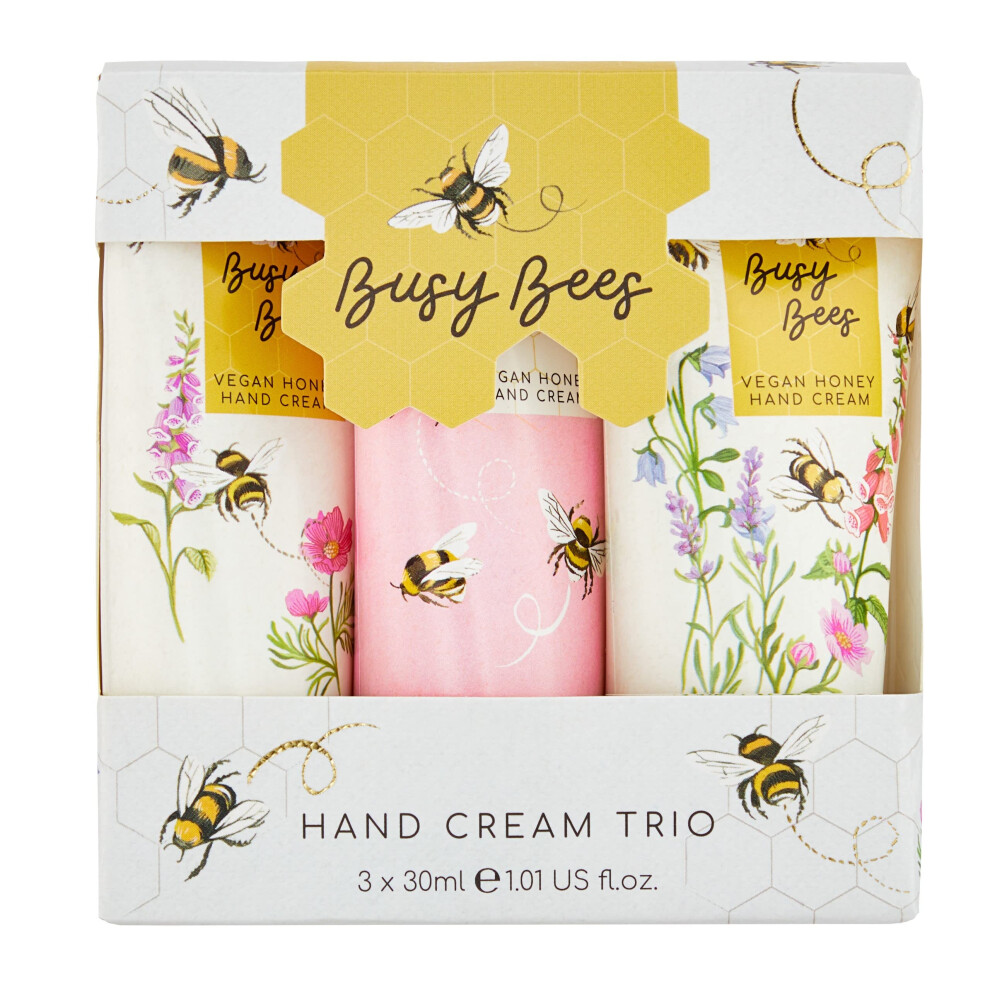 Busy Bees Hand Cream Trio | Vegan Hand Cream | Normal Skin Type | Hand Cream Gift Set for Women | Travel Hand Cream Set | 3x 30ml