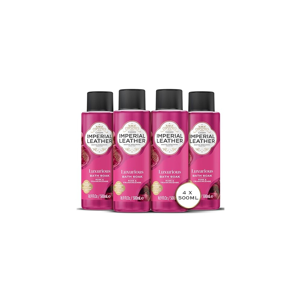 Rose & Frankincense Luxurious Bath Soak, Velvety Bubble Bath, Gentle Body Skin Care, Bulk Buy, Pack of 4x500ml