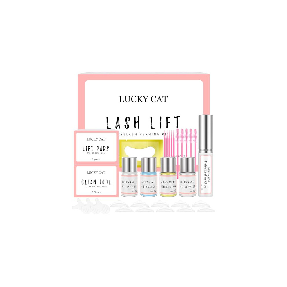 Lucky Cat 2024 Updated Lash Lift Kit Eyelash Perm Kit,Professional Eyelash Perming Kit,Lash Lifts,Lash Curling,Suitable For Salon (Glue Upgraded Versionï¼