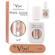 15 ml x2 By Vixi Extra Strong Kynsiliima harjalla ja ilmaisella PREP File Clear Instant Dry Adhesive Professional Salon -laadulla
