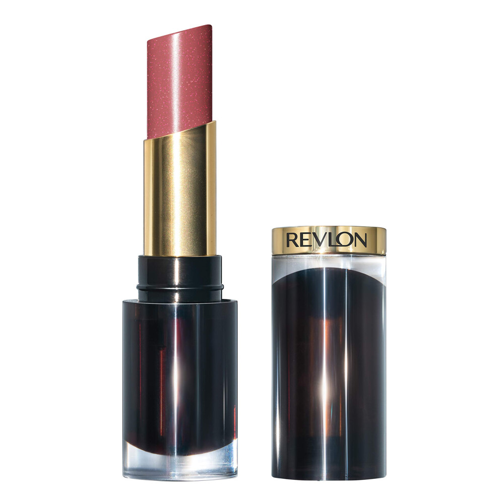 Super Lustrous Glass Shine Lipstick, Flawless Moisturizing Lip Color with Aloe, Hyaluronic Acid and Rose Quartz, Glossed Up Rose (003)