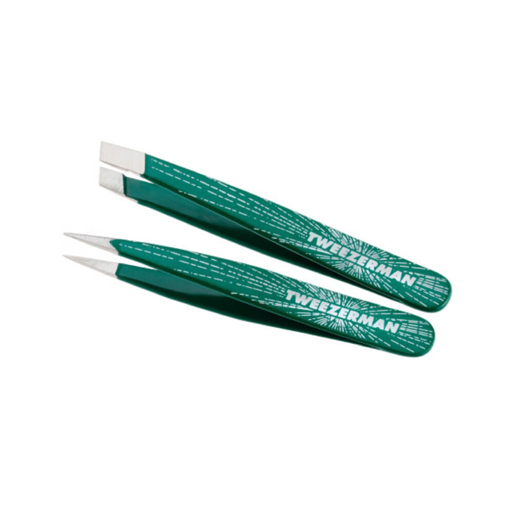 Emerald Shimmer Micro Mini Slant & Point Tweezer Set