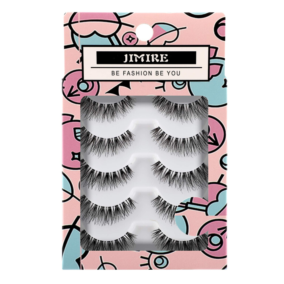 Jimire Pink Fake Eyelashes Natural Lashes False Eyelashes Multipack