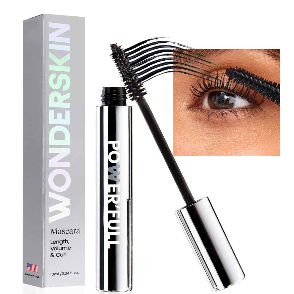 Wonderskin Mascara - Mascara For Volume, Length, And Curl - Lengthening, Volumizing Lash Mascara & Smudge Proof Eyelash Mascara Black