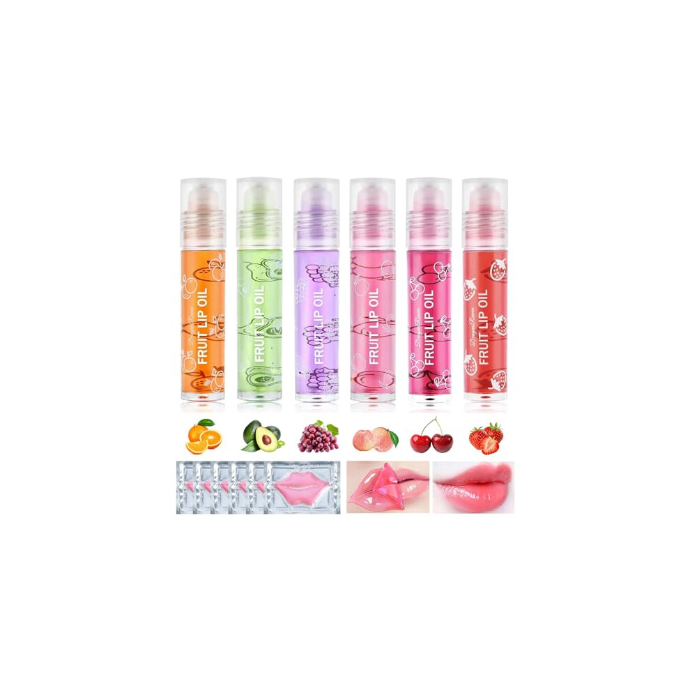 12PCS Lip Gloss Sets & Lip Masks for Teenage Girls, Roll on Fruit Lip Oil Set, Lipgloss Set for Girls