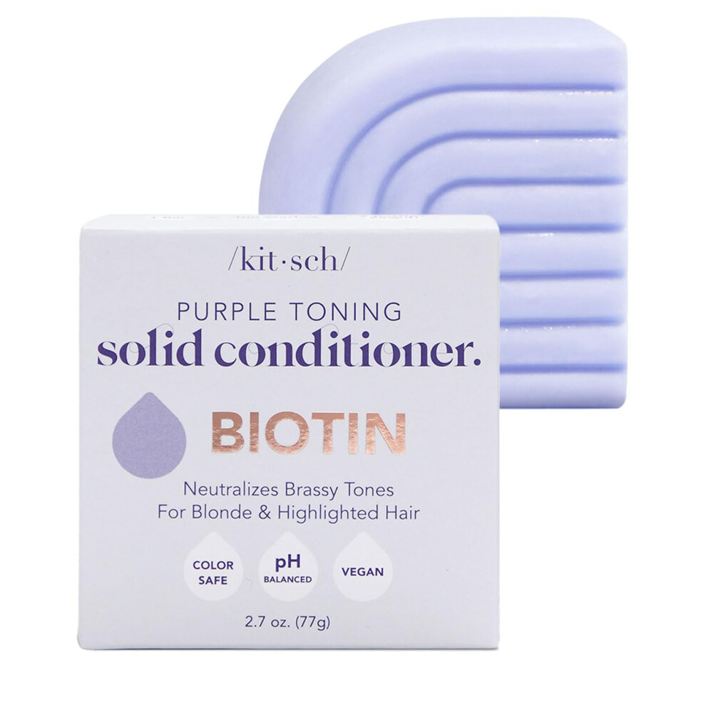 Kitsch Purple Conditioner Bar For Blonde Hair - Toning Conditioner Bar With Biotin For Strengthening & Neutralizing Brassy Tone | Vegan Solid
