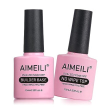 7 in 1 Builder Base and No Wipe Top Coat, Strengthening Gel Soak Off UV LED Nails Extension Gel Polish Nail Repair Nail Strengthen Quick Extension Gel