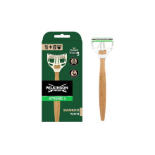 Xtreme 3 Bamboo Hybrid - Renewable Bamboo Razor + 6 Refills | 3 Flexible Blades | Comfortable & Tight Shave | Beige | W302036200