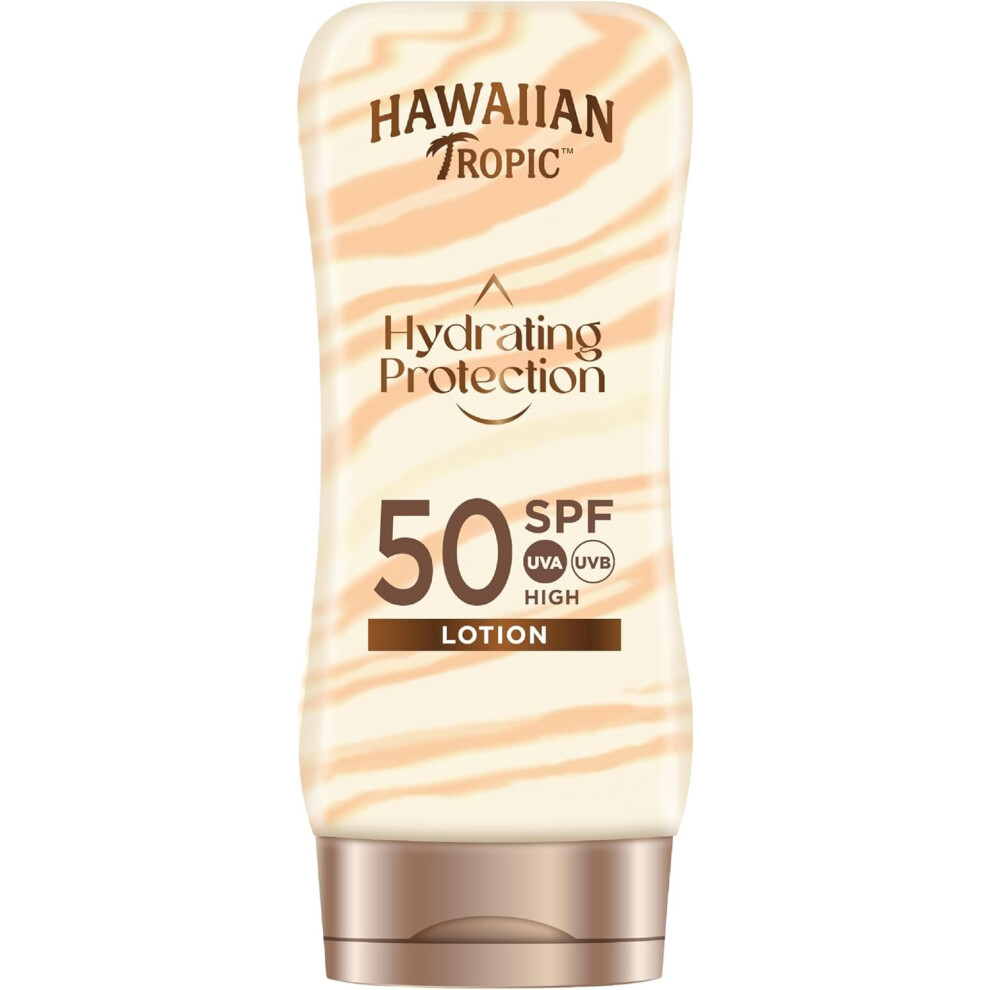 Hawaiian Tropic - Hydrating Protection Sunscreen Spf 50 Uva And Uvb Protection, 180 Ml, 12-Hour Moisturisation With Cocoa And Shea Butter, Water Resistant, Vegan
