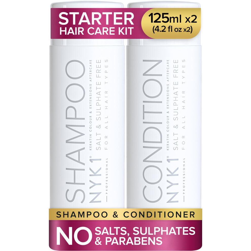 Sulphate Free Hair Shampoo And Conditioner (Starter Set - 125ml x2) Sulfate Free Shampoo And Conditioner Sets For Extensions, Colour And Keratin