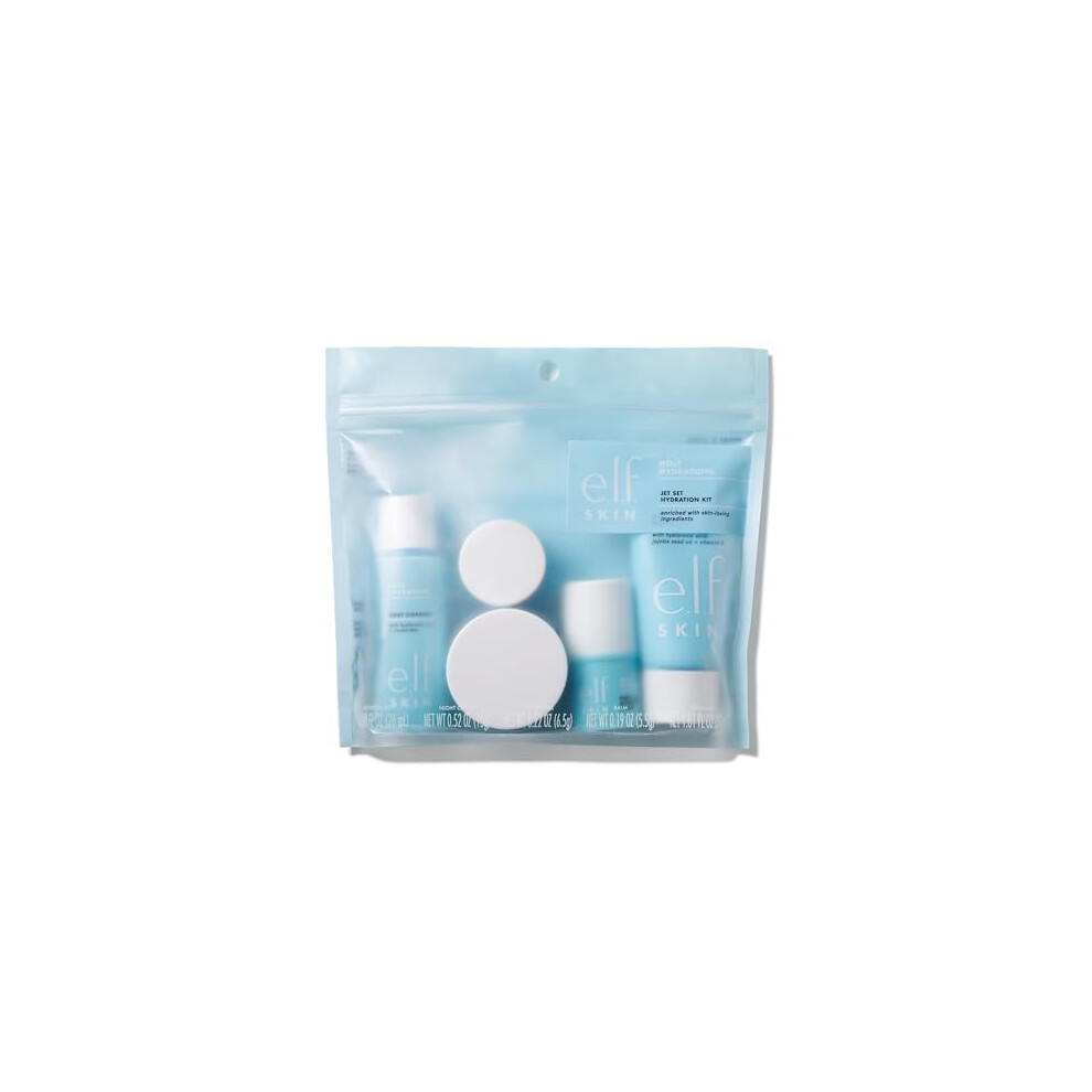 e.l.f. Jet Set Hydration Kit Travel Friendly Hydrating Skincare Set Face Cleanser Balm Moisturizer Eye Cream & Night Cream Vegan & Cruelty-Free