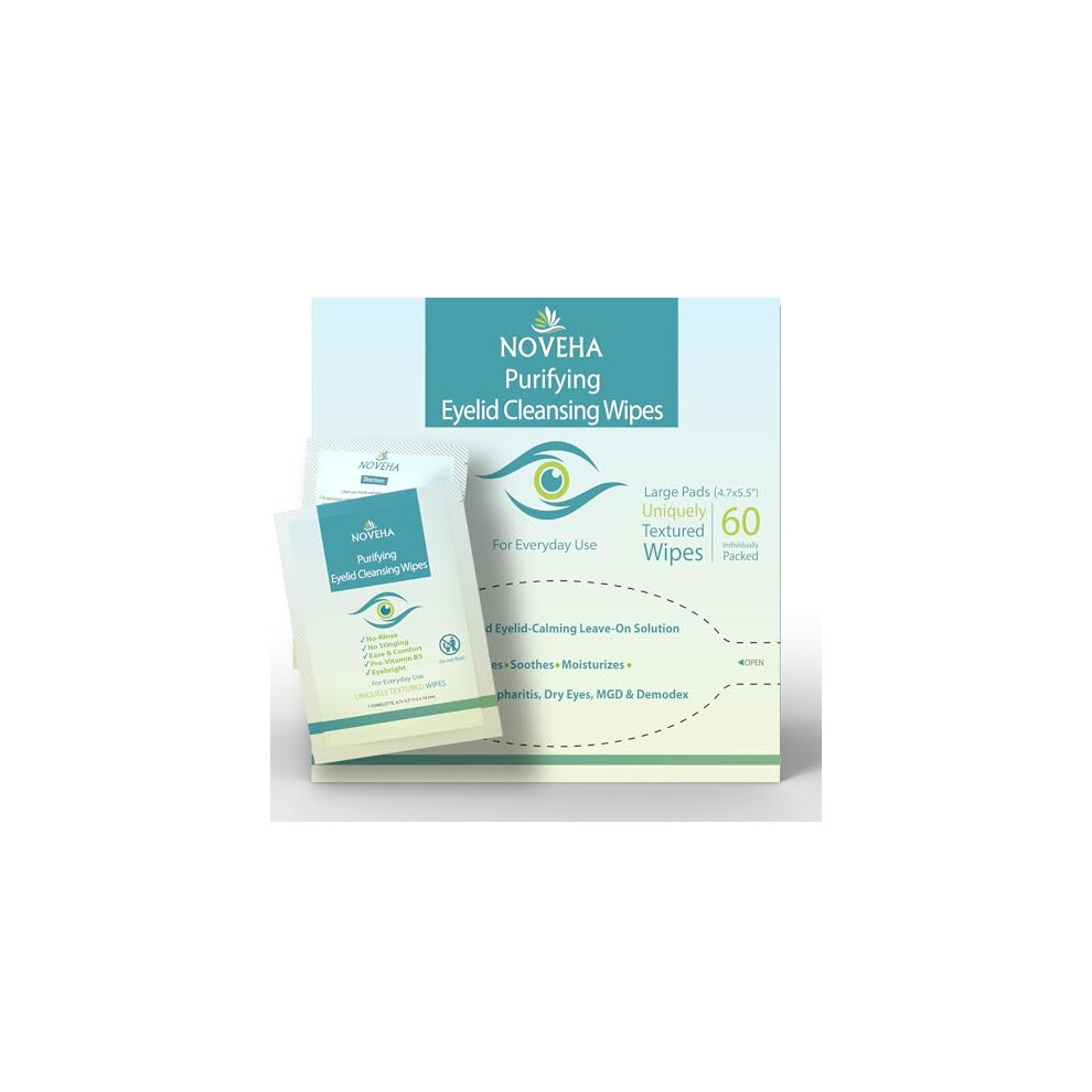 NOVEHA Eyelid Wipes 60 Individually Wrapped Eye Cleansing Wipes Sensitive Skin - Image 4