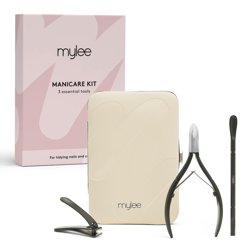 Manicare Kit – Three Professional, Sleek, Matte Black, Stainless Steel, Salon-Quality Nail Tools In One Stylish Case – Includes Cuticle Nippers,