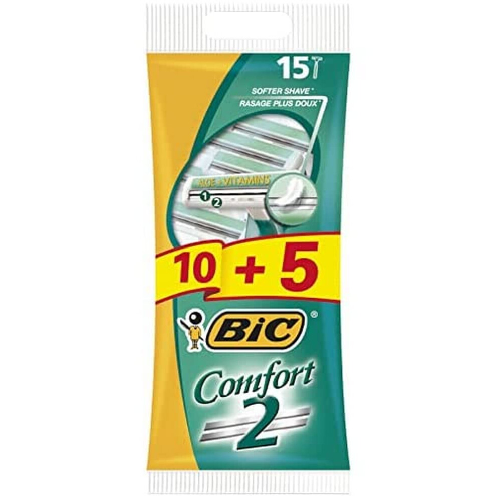 Men's Comfort 2 Razor, 1 Pack of 10 + 5