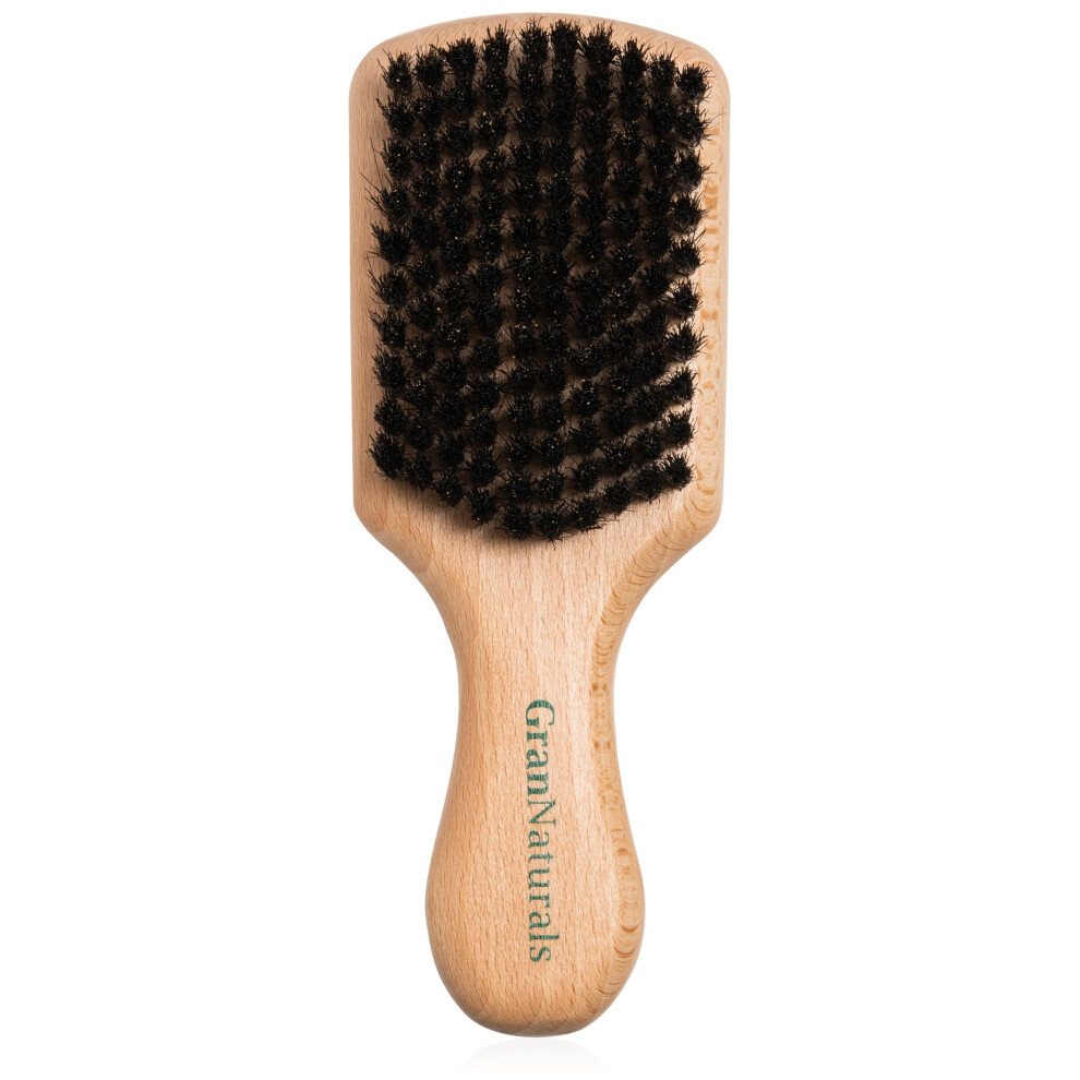 Grannaturals Soft Bristle Hair Brush - Boar Bristle Slick Back Hair Brush For Smoothing, Fades, Beards, 360 Waves To Style, Polish, & Lay Down Hair To Create A