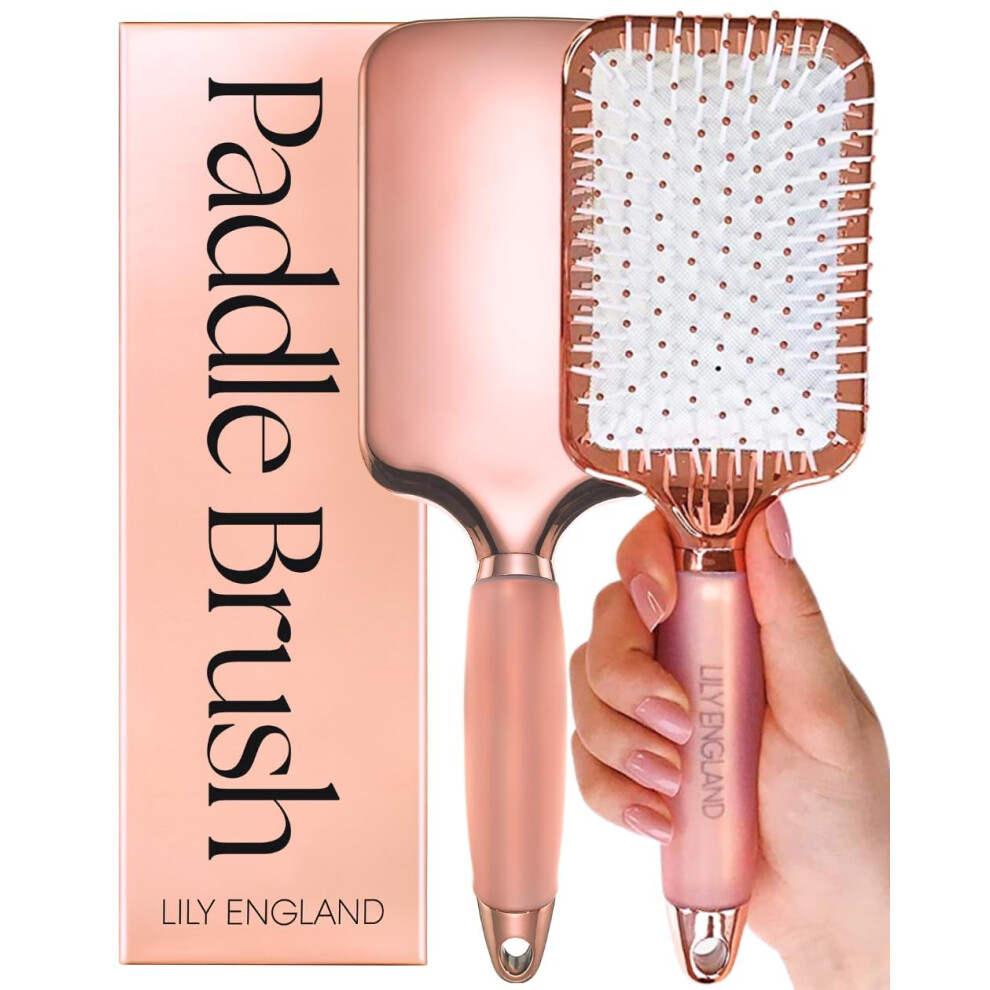 Lily England Paddle Hair Brush Women With Easy Grip Gel Handle, Paddle Brush For Blow Drying, Detangling, & Straightening - Hairbrushes For Women For All Hair
