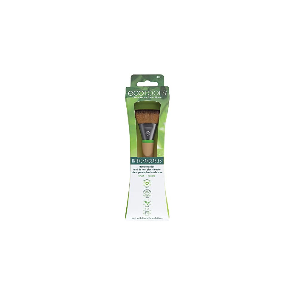 EcoTools Flat Foundation Interchangeables Makeup Brush with Snap-On Head – Flawless Liquid & Cream Foundation, Vegan, Cruelty-Free