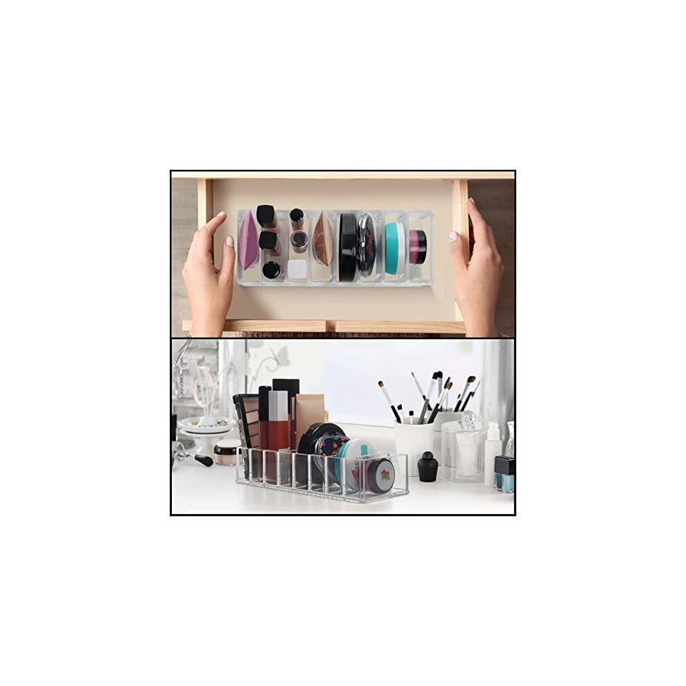 2-pack-clear-acrylic-eyeshadow-makeup-storage-organiser-with-8-sections---l21-5-x-w8-5cm---8-46-x-3-35-inches---compact-drawer---desk-tray---beauty