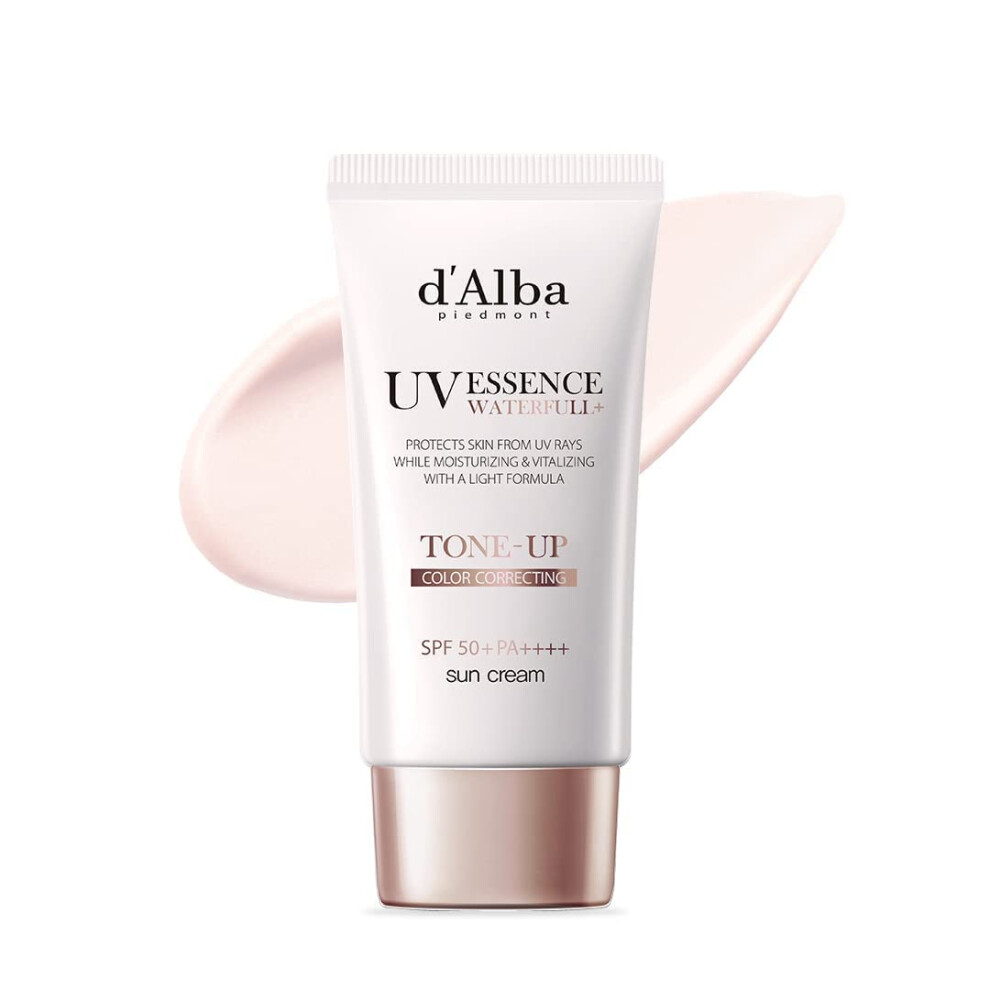d'alba Italian White Truffle Waterfull Tone-up Sun lotion, Vegan hybrid UV filters tinted sun lotion, glow and brightening sun lotion, safe use for