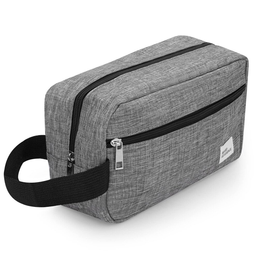 Toiletry Bag for Men, Nylon Travel Wash Bag Lightweight and Large Capacity Shaving Bag for Men and Women with 2 Compartments （Grey）