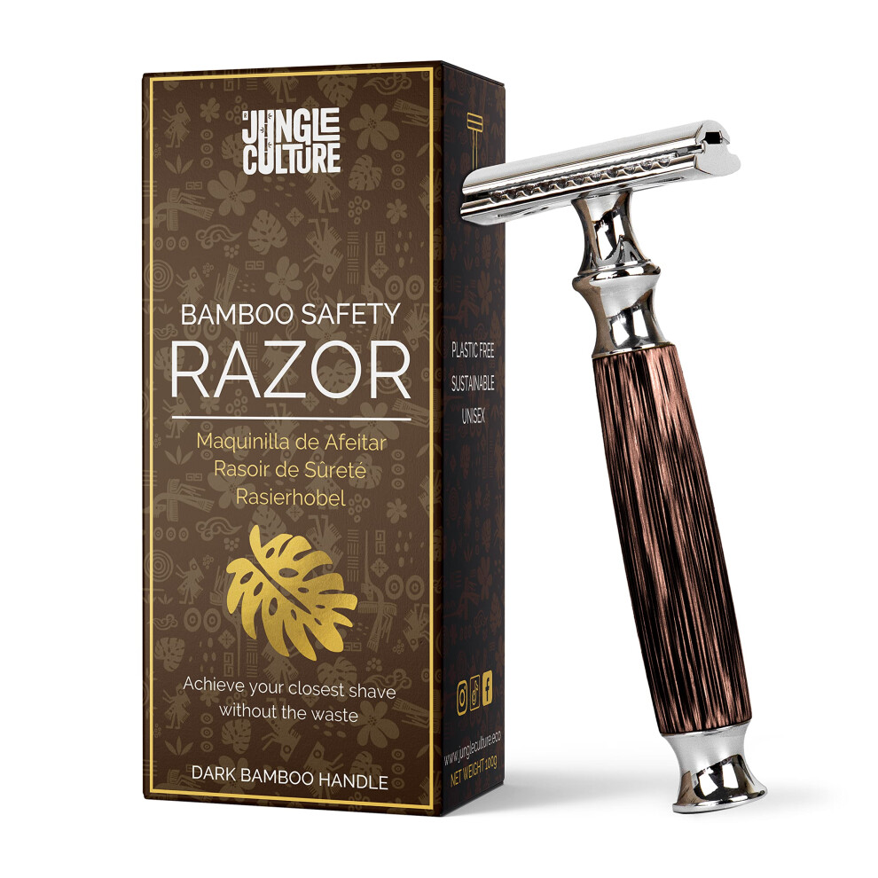 Jungle Culture Bamboo Safety Razor For Men & Women Premium Eco Friendly Razor Fits Double Edge Razor Blades Single Blade Reusable Razor