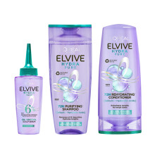 L'Oréal Paris Elvive Hydra Pure Routine for Oily Roots, Scalp & Dehydrated Lengths, Powered with Hyaluronic & Salicylic Acids, Exfoliating