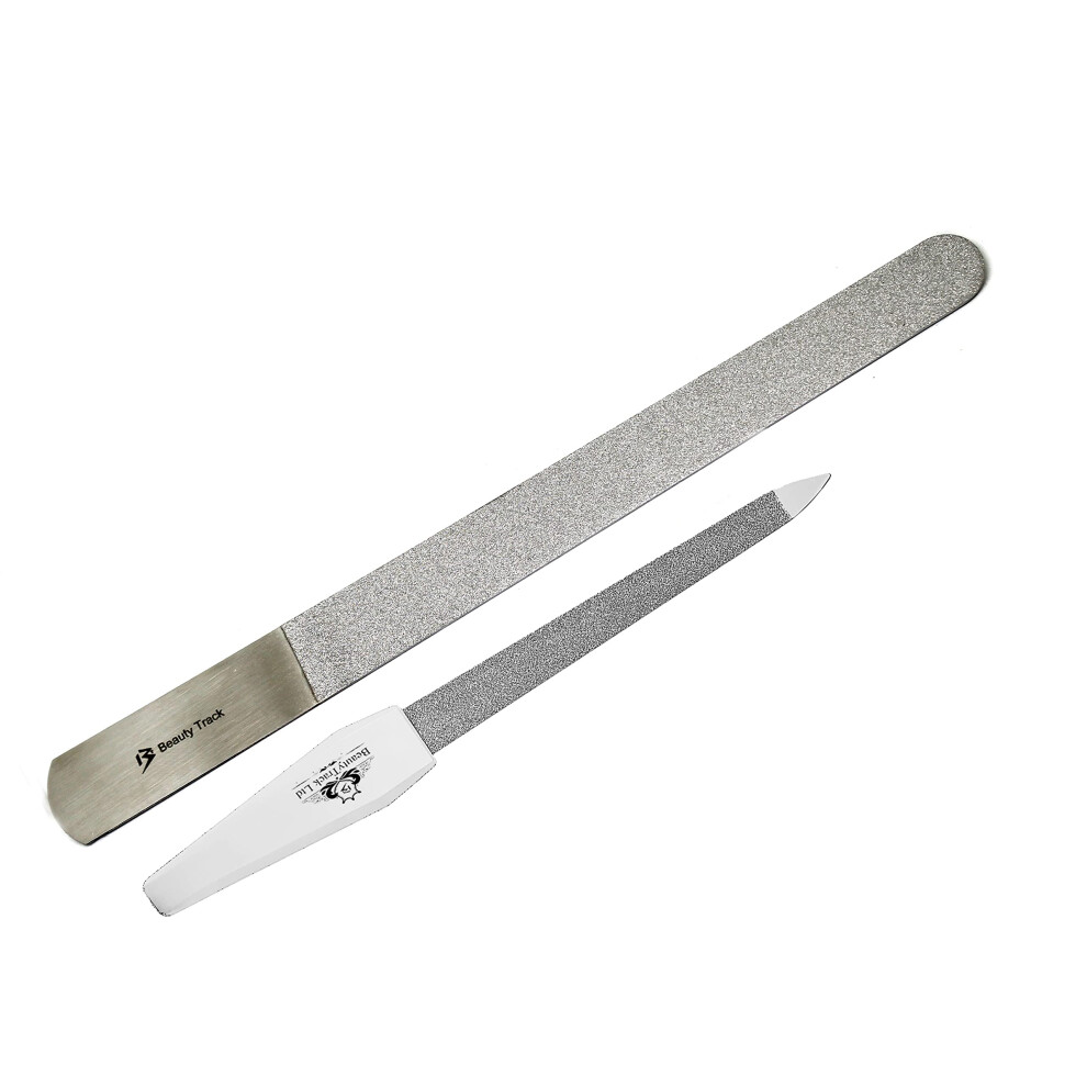 Beautytrack Nail File - Diamond Deb - Nail File Set - Foot Dresser Stainless Steel - Double Sided Diamond Dust Coating - Podiatry Foot Care Instruments