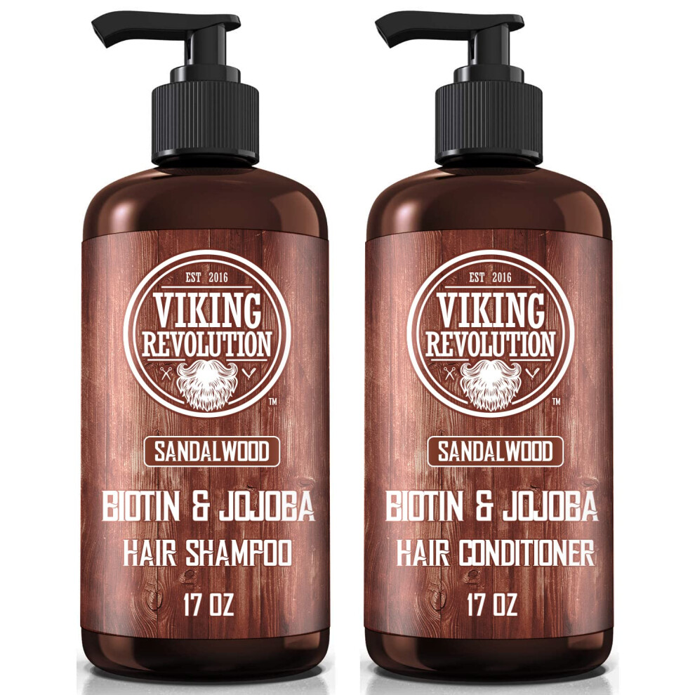 Photos - Hair Product  Mens Shampoo - Mens Shampoo And Conditioner - 2 x 500 ml - Natural Shampoo with Jojoba Oil and Biotin - Sandalwood Shampoo
