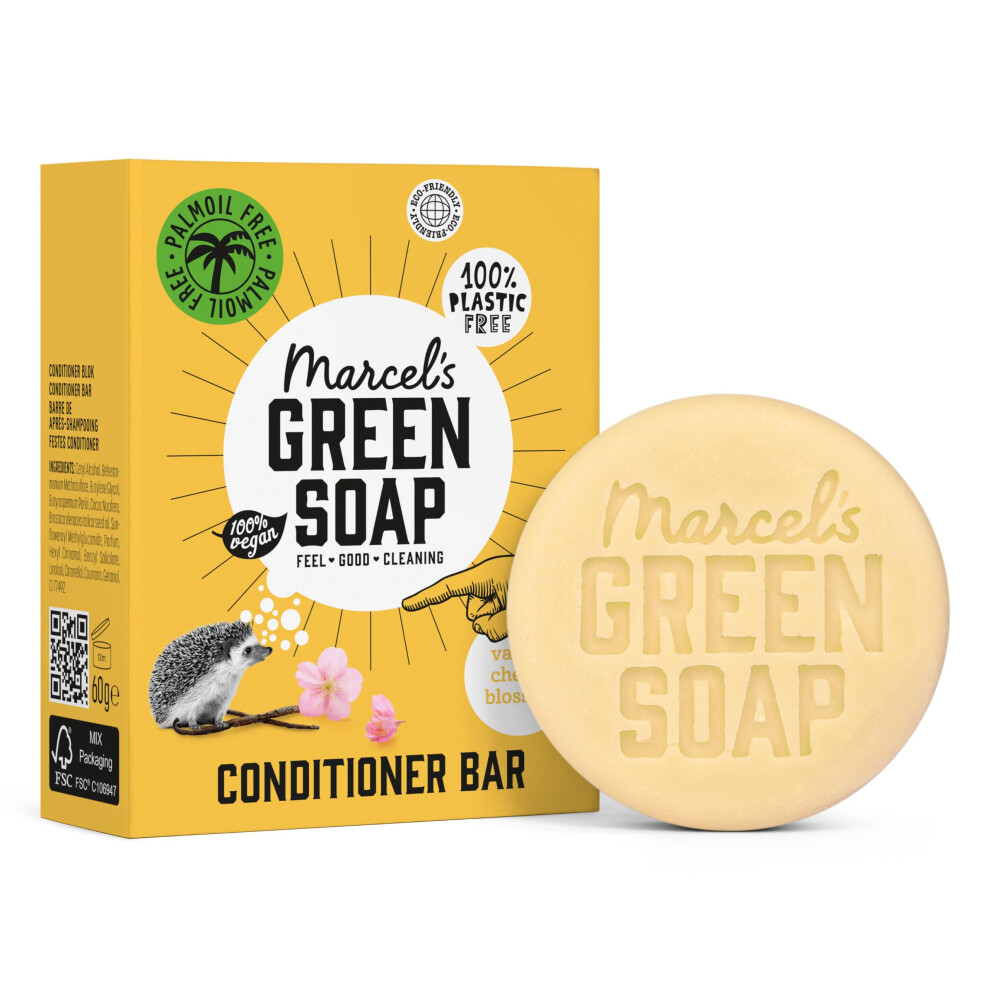 Photos - Hair Product Hair Conditioner Bar Vanilla & Cherry Blossom - Eco-Friendly, Zero Plastic Packaging - Vegans, 60 grams