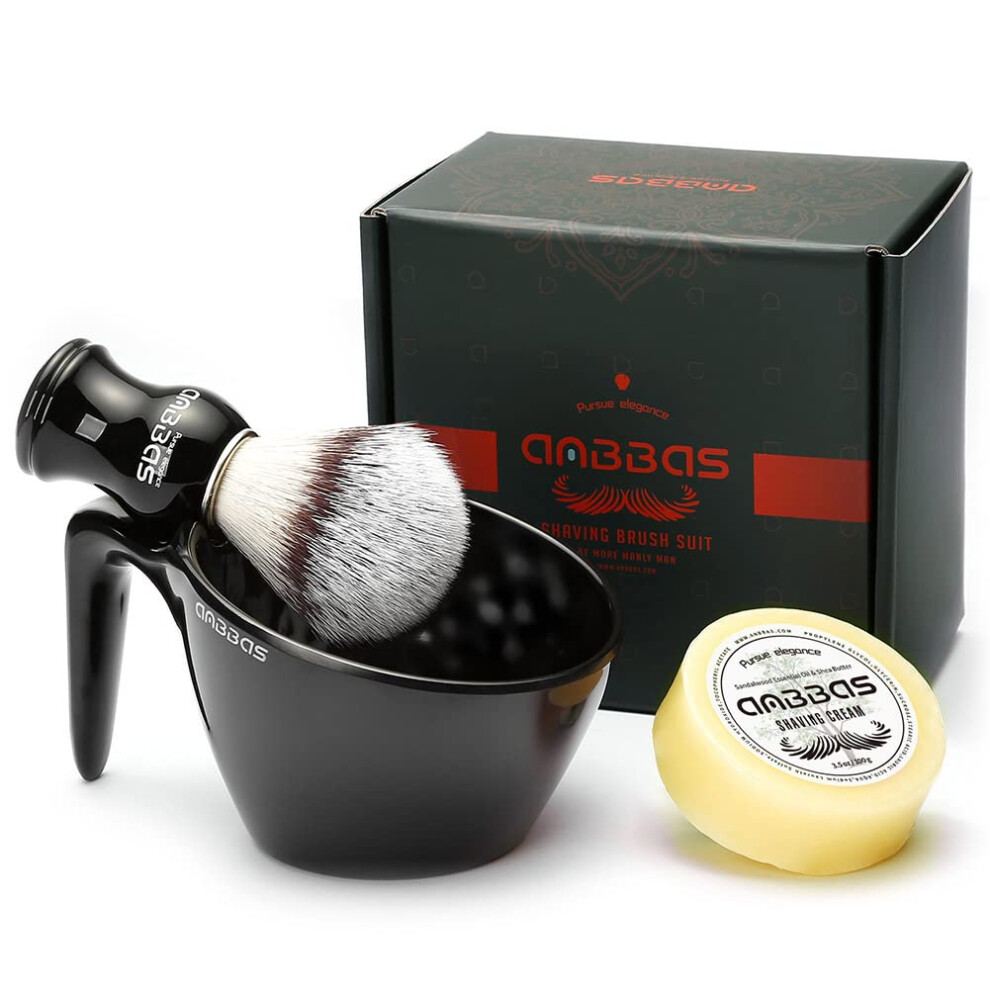 Anbbas Shaving Brush Set,Vegan Favor Nylon Bristles Brush With Food-Grade Melamine Pop Mug For Lathering And 3.5Oz Shaving Soap Refill For Men Wet
