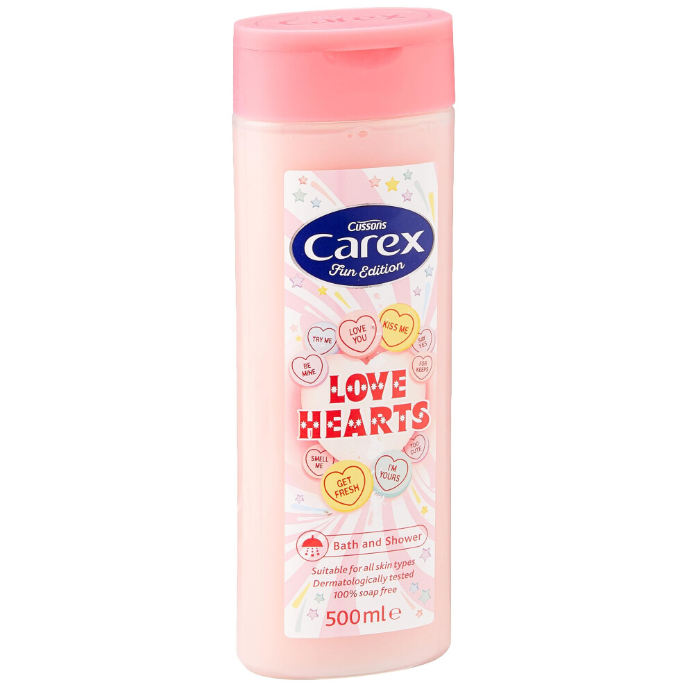 Fun Editions Love Hearts Shower Gel, Cleans, Cares and Protects, Bulk Buy, Pack of 6 x 500 ml